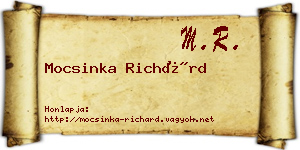 Mocsinka Richárd névjegykártya